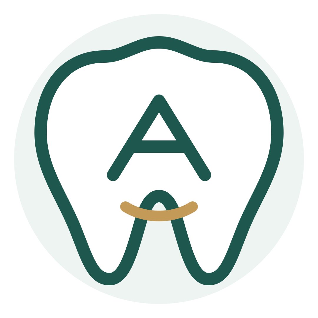 Logo der Zahnarztpraxis Wadim Awerkow mit Zahn und A-Monogramm